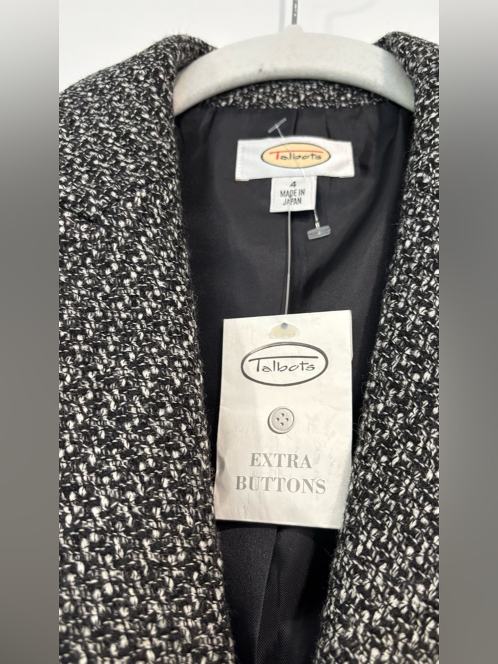 Talbots Charcoal Herringbone Two-Piece Suit Vintage Size 4 NWT - Picture 3 of 6